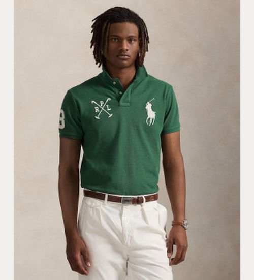Polo Ralph Lauren for man. 710978082001 Custom Slim Fit Polo shirt with Big Pony green (L), Casual, Cotton, Short sleeve