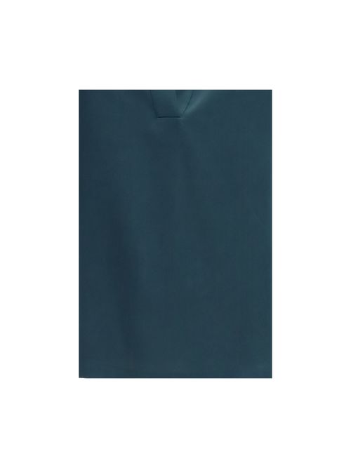 Silk Deep V-Neck Shirt — Teal