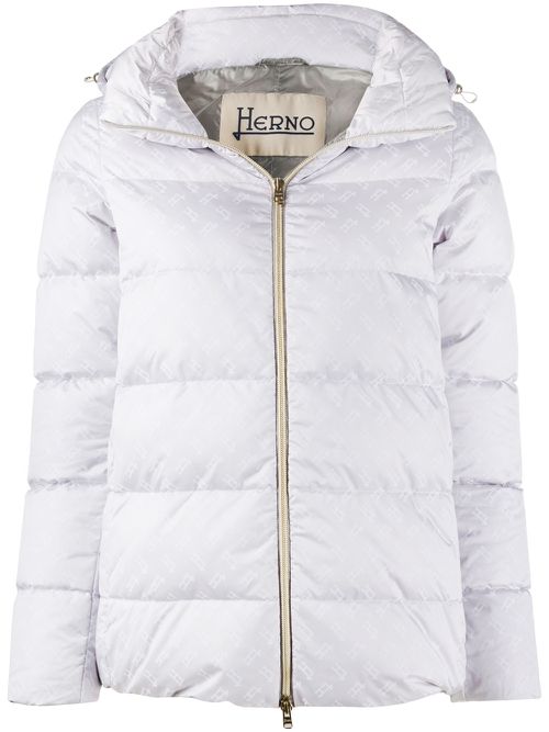 Logo pattern puffer jacket - Grey