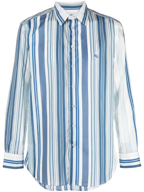Vertical stripe print shirt - Blue