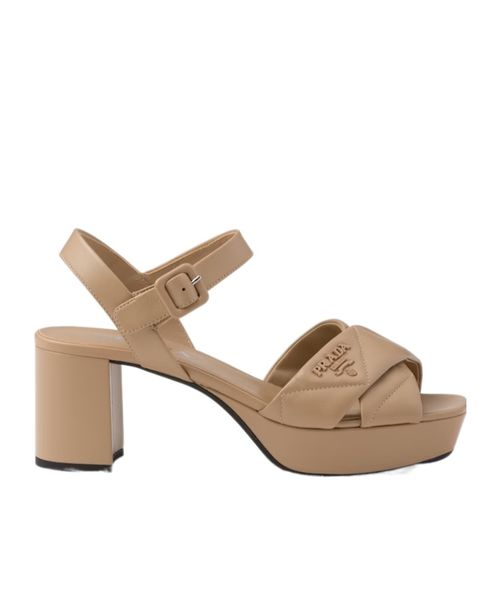 Quilted nappa leather platform sandals