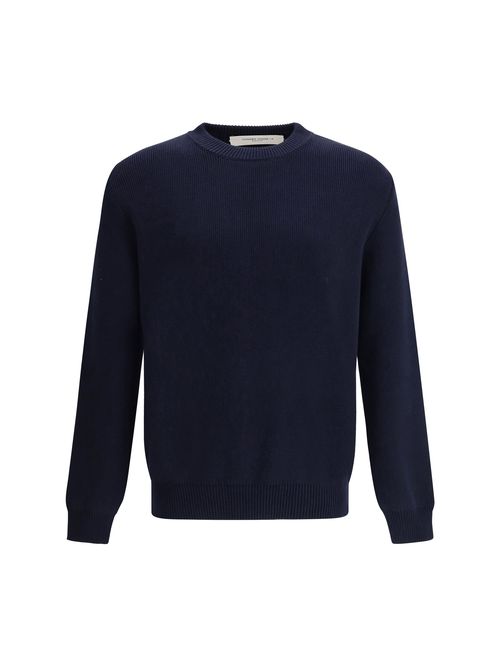 Ribbed Crew Neck Sweater — Navy