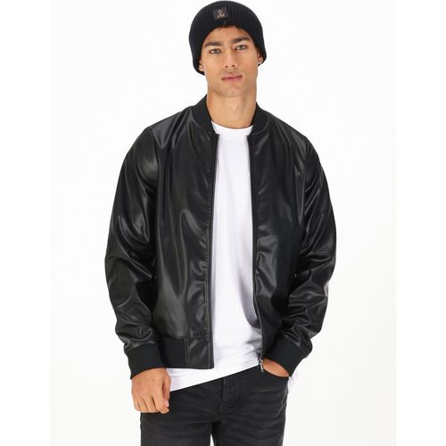 Luke 1977 Mens Tovey Debossed Bomber Jacket in Black Pu - Sma