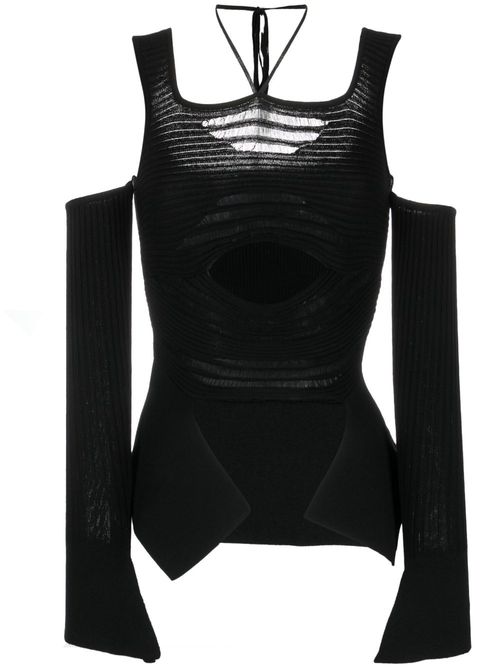 Cut out-detail knitted top - Black