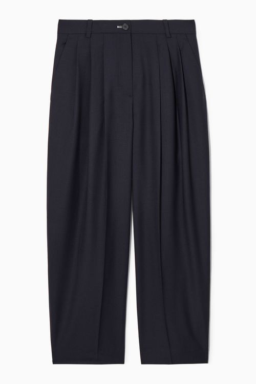 BARREL-LEG WOOL PANTS