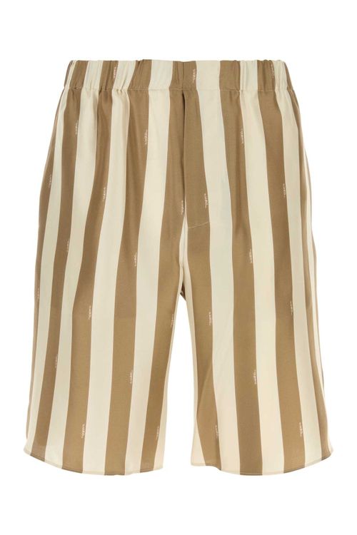Silk Bermuda Shorts — Beige