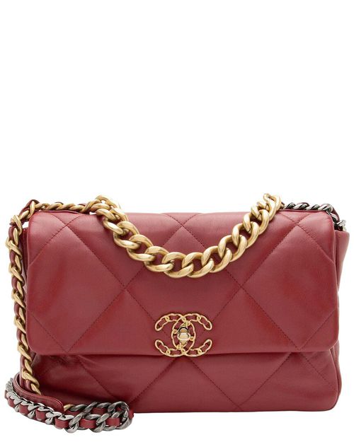 Red Goatskin 19 Large Flap Shoulder Bag (Authentic Pre-Loved)