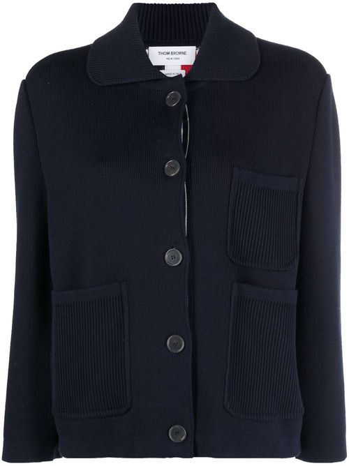 RWB-stripe intarsia jacket - Blue
