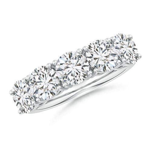 Angara 4.0 Carats Prong-Set Round Diamond Five Stone Wedding Ring in 14K White Gold