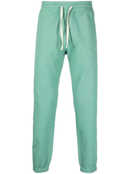 Drawstring cotton track pants - Green