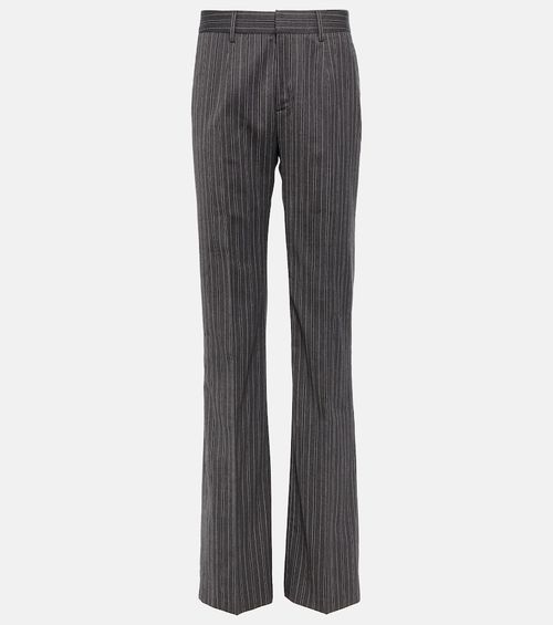 Pinstriped high-rise straight pants