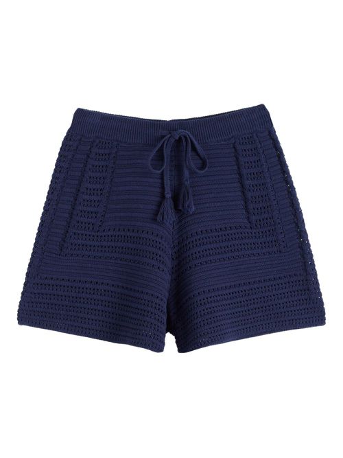 Crochet-knit shorts - Blue
