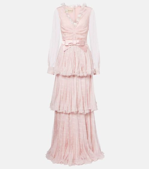 Plus De Pois silk crepon chiffon gown