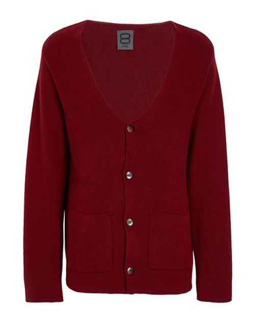 Wool Blend Plain Knit Regular Fit Cardigan Man Cardigan Burgundy Size XL Viscose, Recycled wool, Recycled polyamide, Recycled cashmere