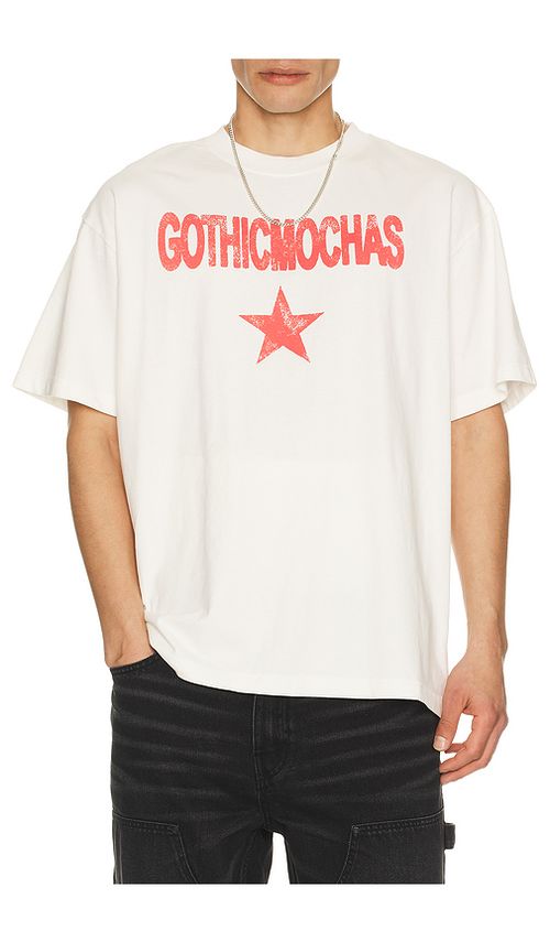 Gothicmochas Rockstar Tee in Cream. L. Also in M, S, XL/1X