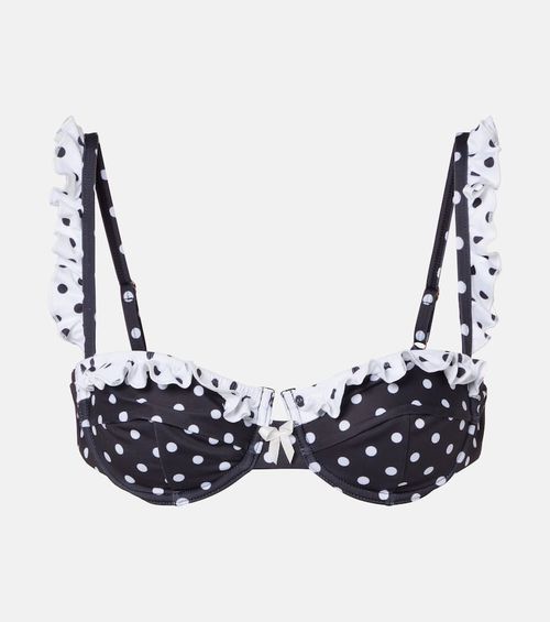 Angela polka-dot ruffled bikini top