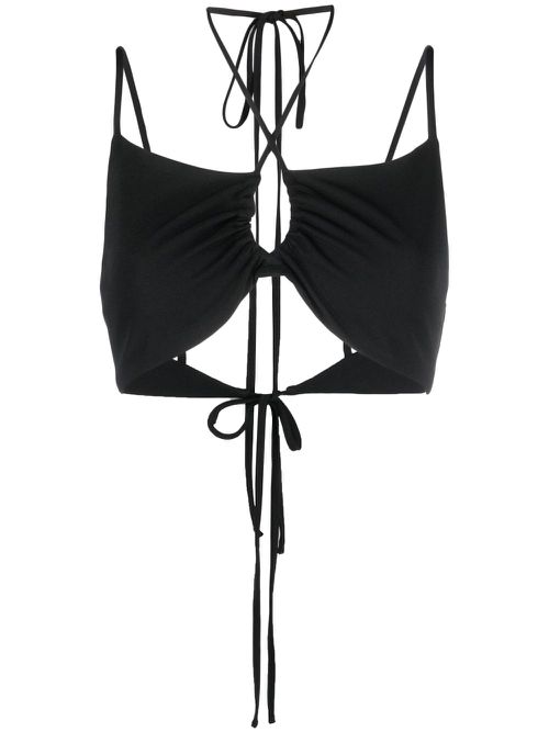 Tie-fastening cropped top - Black