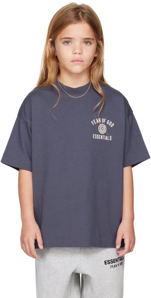 Fear of God ESSENTIALS Kids Navy Jersey Crewneck T-shirt