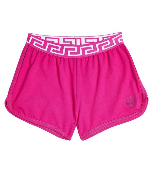 Versace Kids Greca cotton-blend jersey shorts
