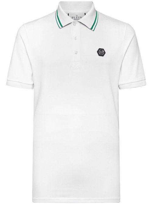Skull-print cotton polo shirt - White