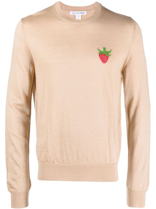 Strawberry-motif fine-knit jumper - Neutrals