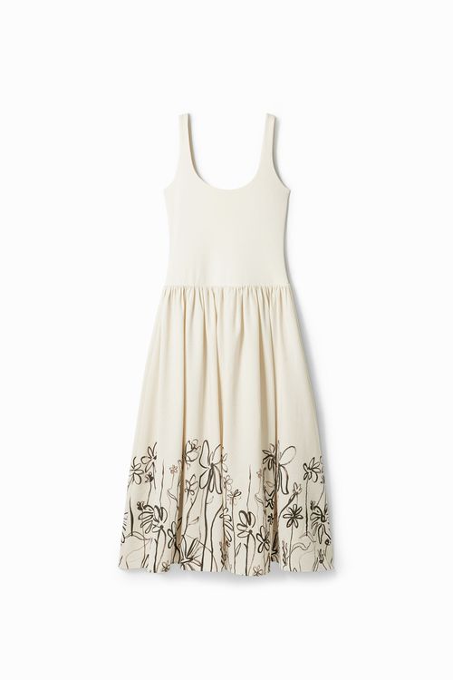 Floral flared midi dre