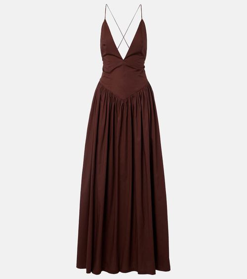 Open-back cotton maxi dress