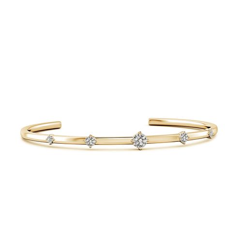 Angara 0.93 CTW Five-Stone Round Diamond Station Cuff Bracelet in 18K Yellow Gold