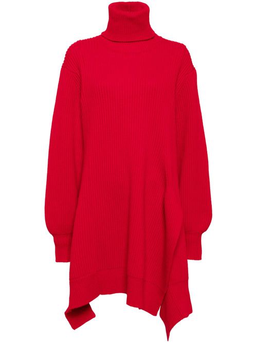 Roll-neck asymmetric jumper - Red