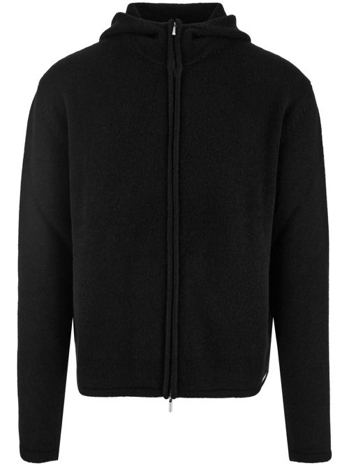 Zip-fastening cashmere hoodie - Black
