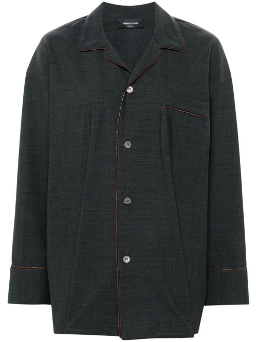 Bead-Trim Shirt — dark grey