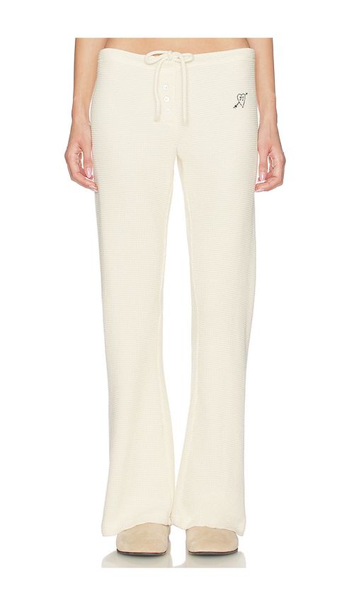 Juliet Johnstone Waffle Knit Lounge Pant in Cream. L. Also in M, S, XL/1X