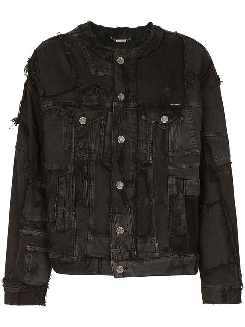 Distressed-effect denim jacket - Black