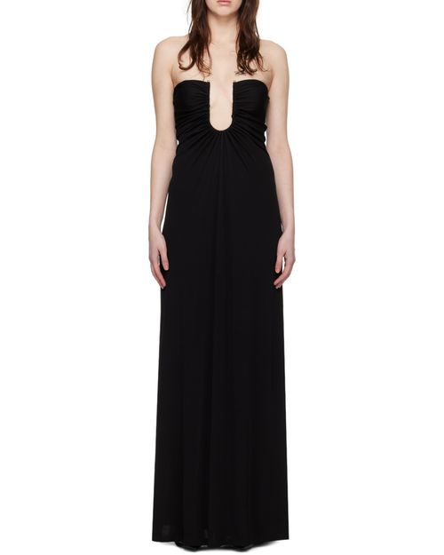 Arced Palm strapless dress