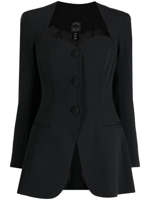 Kim sweetheart-neck blazer - Black