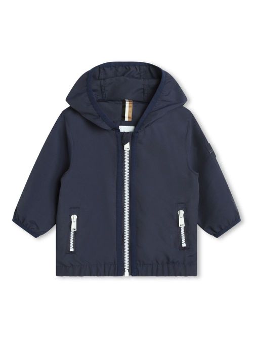Logo-print hooded windbreaker - Blue