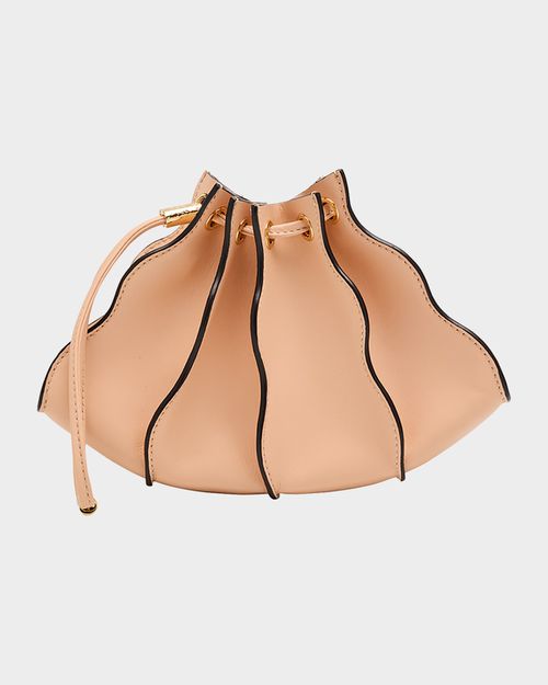 Adria Pleated Wave Leather Wristlet