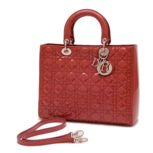 Christian Dior Red Color Patent Leather Handbag Pre-Owned