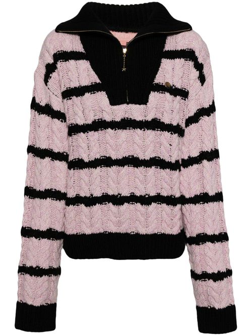 Striped half-zip jumper - Pink