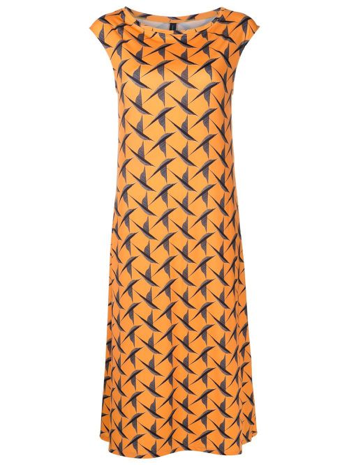 Zababa bird-print midi dress - Orange