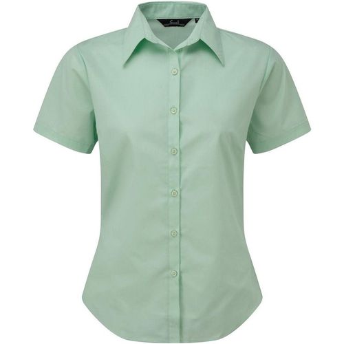Short Sleeve Poplin Blouse Plain Work Shirt
