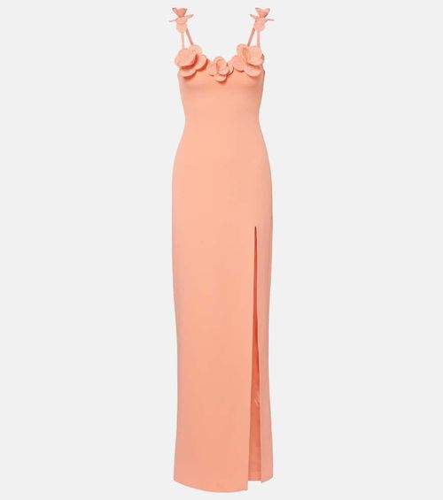 Floral-appliqué gown
