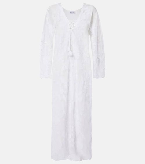 Embroidered sheer cotton kaftan