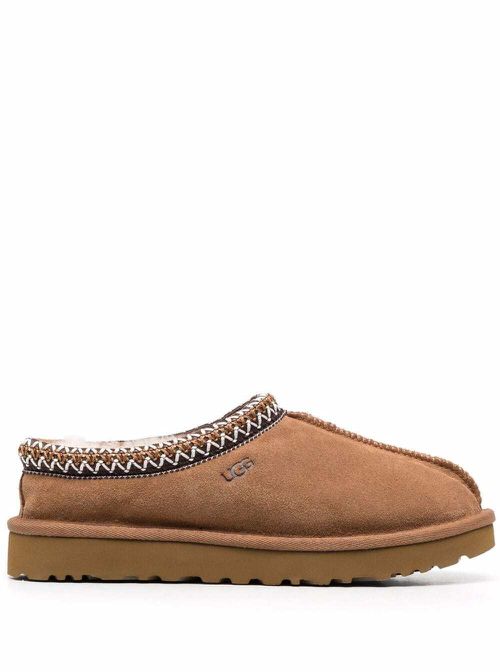 Tasman Beige Mules With Embossed Logo In Suede Woman