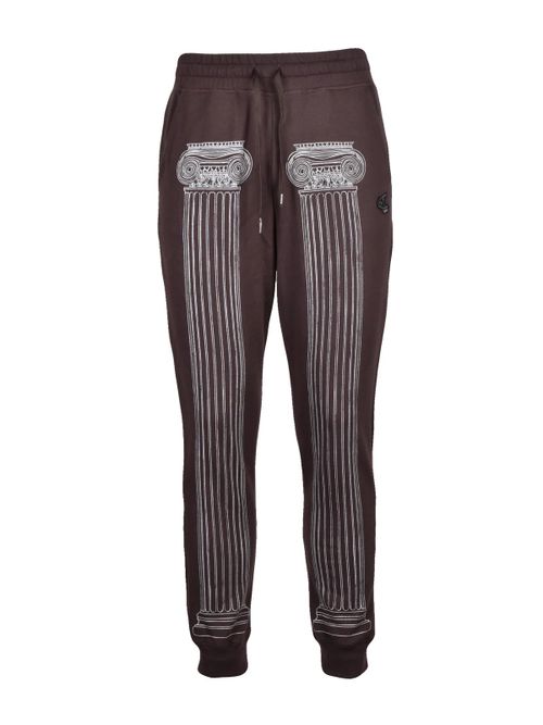 Relaxed Fit Cotton Sweatpants with Classic Column Prints