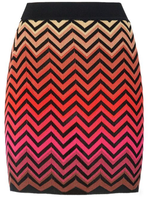 Zigzag-pattern degradé mini skirt - Orange