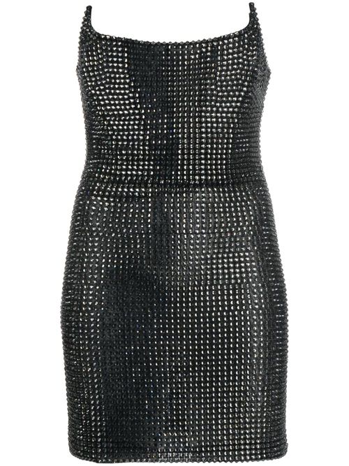 Off-shoulder stud-embellished minidress - Black