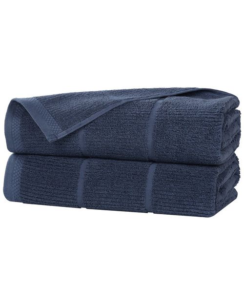 Superior Set of 2 Milo Smart Twist Cotton Medium Weight Solid Ribbed Bath  Sheets