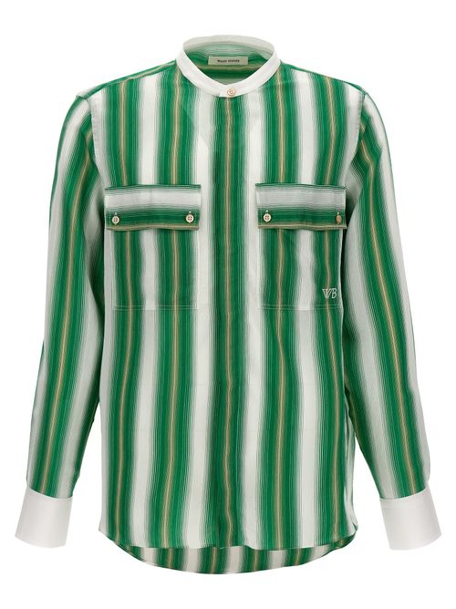 Striped Viscose-Silk Blend Shirt — Green