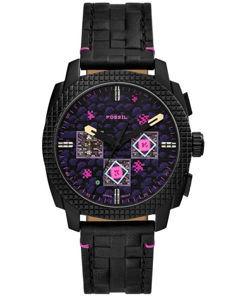 Unisex Minecraft Quartz The End Leather Watch 44mm - Black